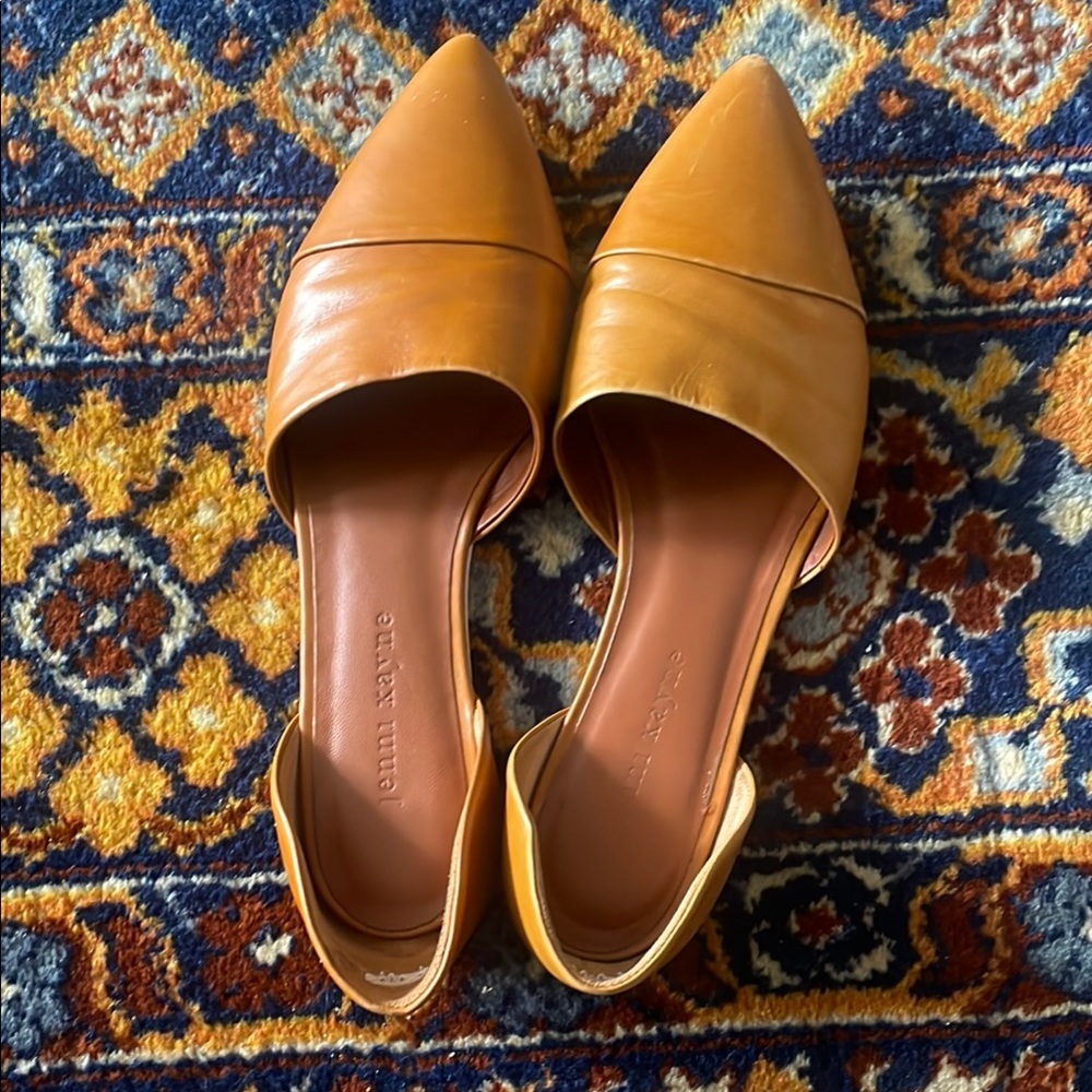 Jenni Kayne Pointed D'Orsay Flats in Cognac Leather